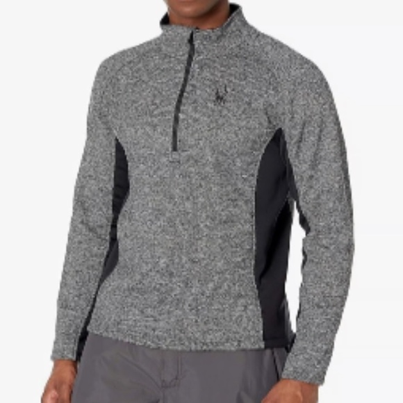 Spyder Sweater Mens Outbound Half Zip Polar Grey Black SPFDD033-050 SZ … - Picture 1 of 15